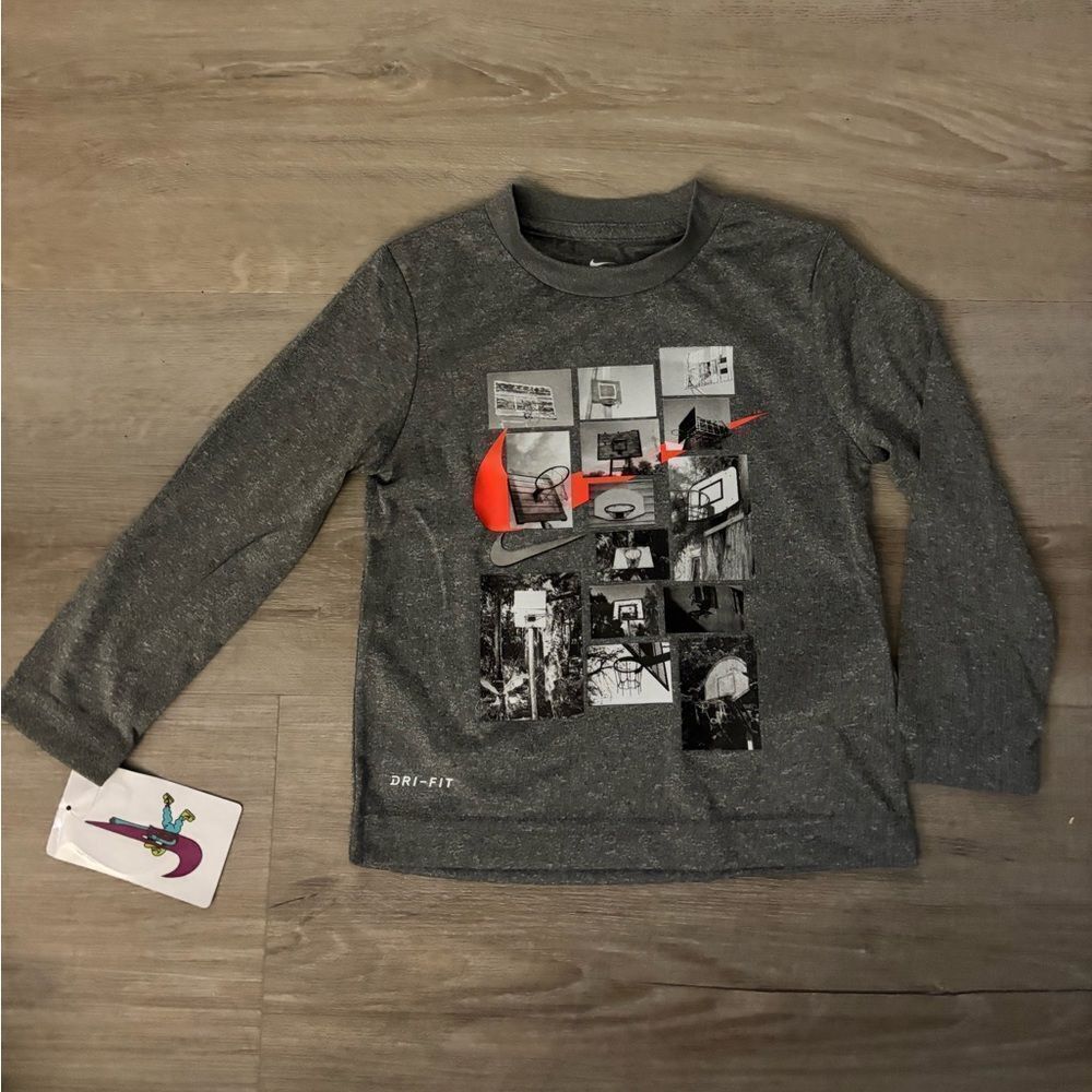 Nike Kids Gray Graphic Long Sleeve Shirt